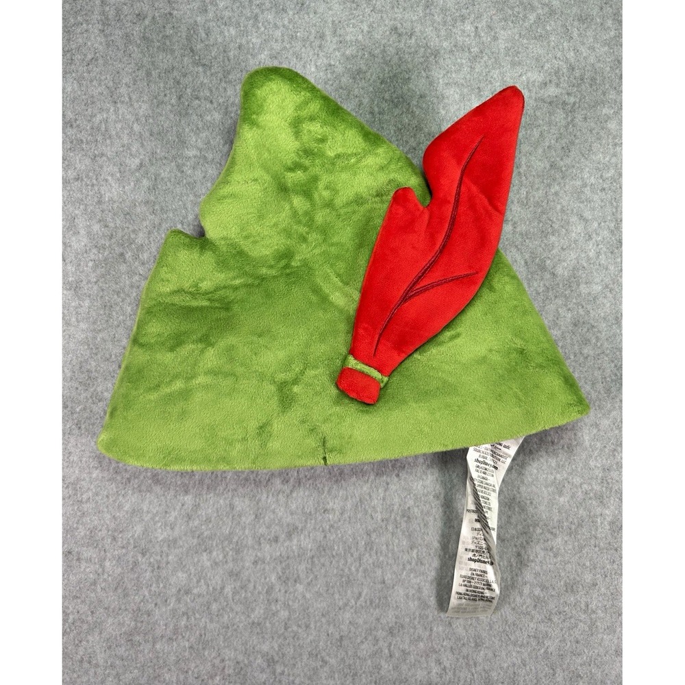 Disney Peter Pan Green Hat One Size Red Feather Unisex Costume Accessory